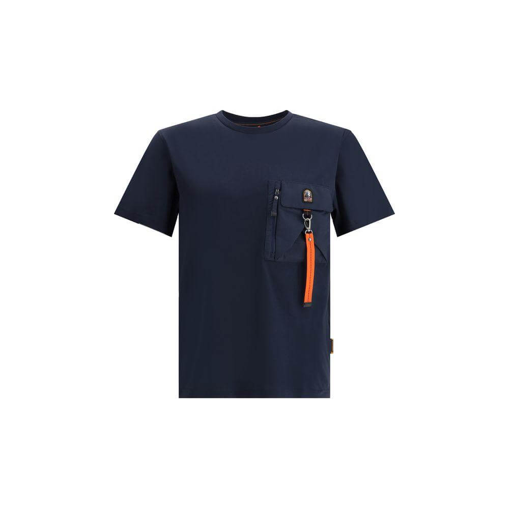 Parajumpers Mojave T-shirt in navy with flap and zippered patch pocket featuring an iconic logo patch for a stylish and practical look.
