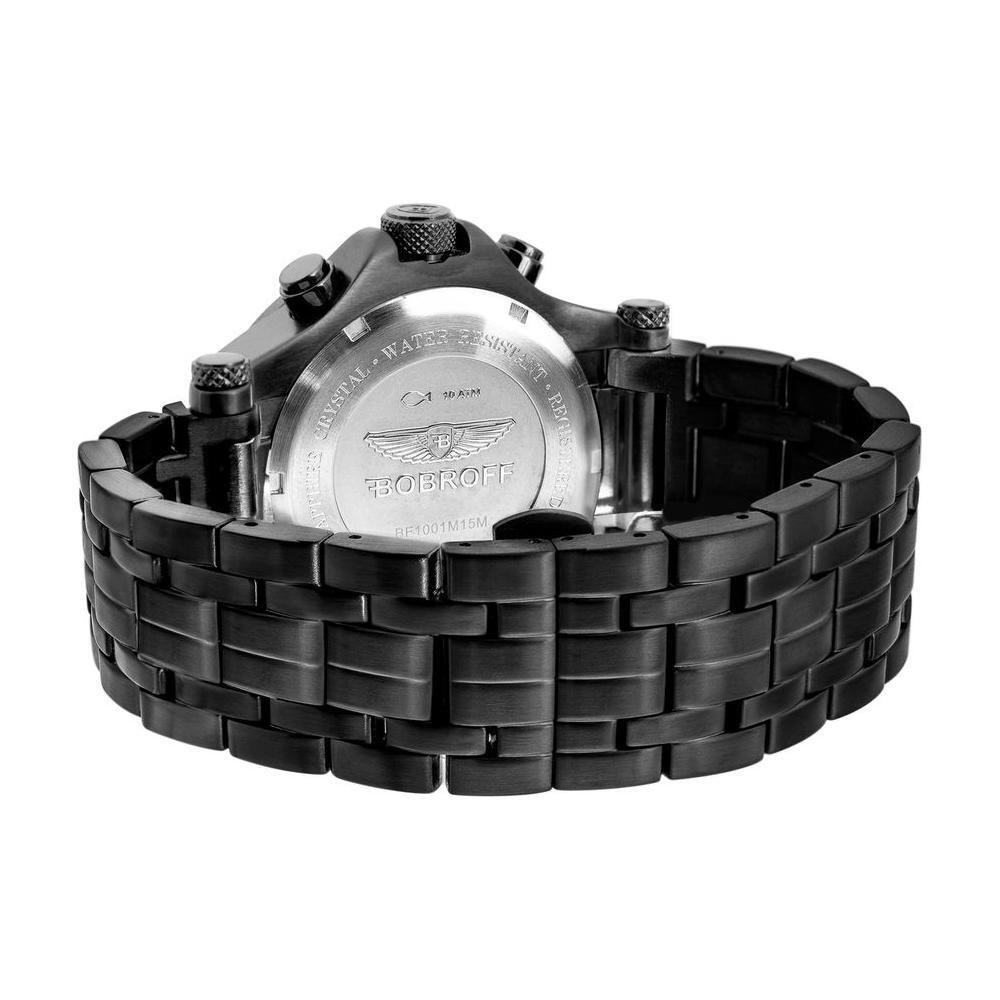 Bobroff Black Stainless Steel Dress Watch