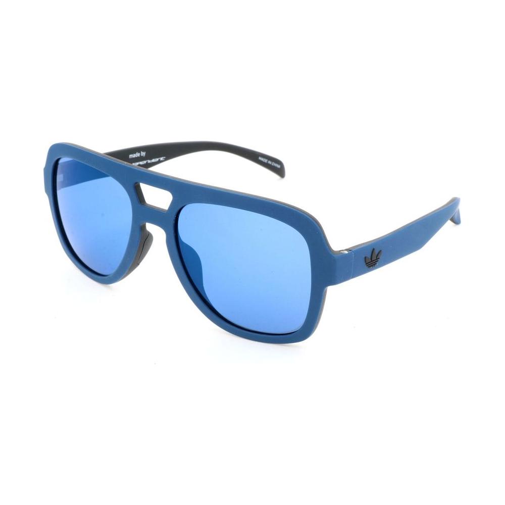 Blue Adidas plastic sunglasses, model AOR011-021009, with dimensions 54/19/140mm and protection level 2.