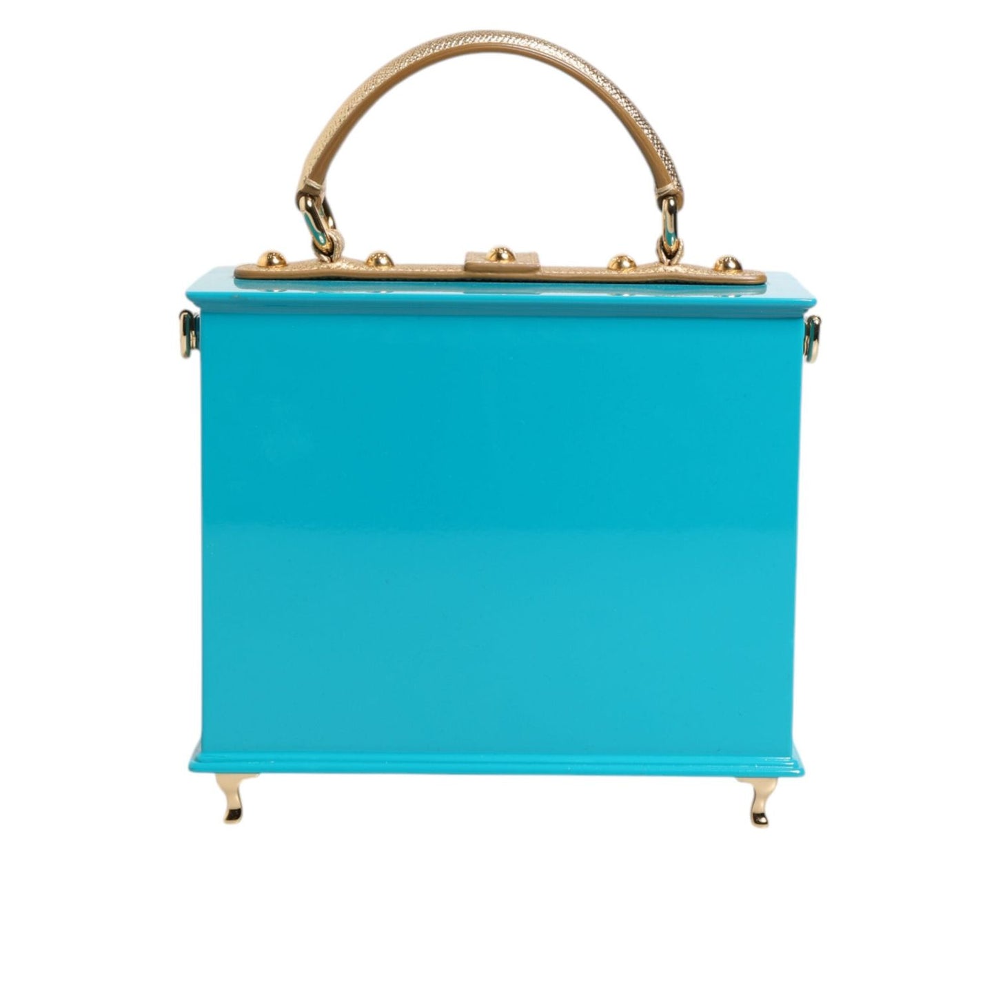 Dolce & Gabbana Turquoise Gold Acrylic Leather Miss Dolce Top Handle Bag