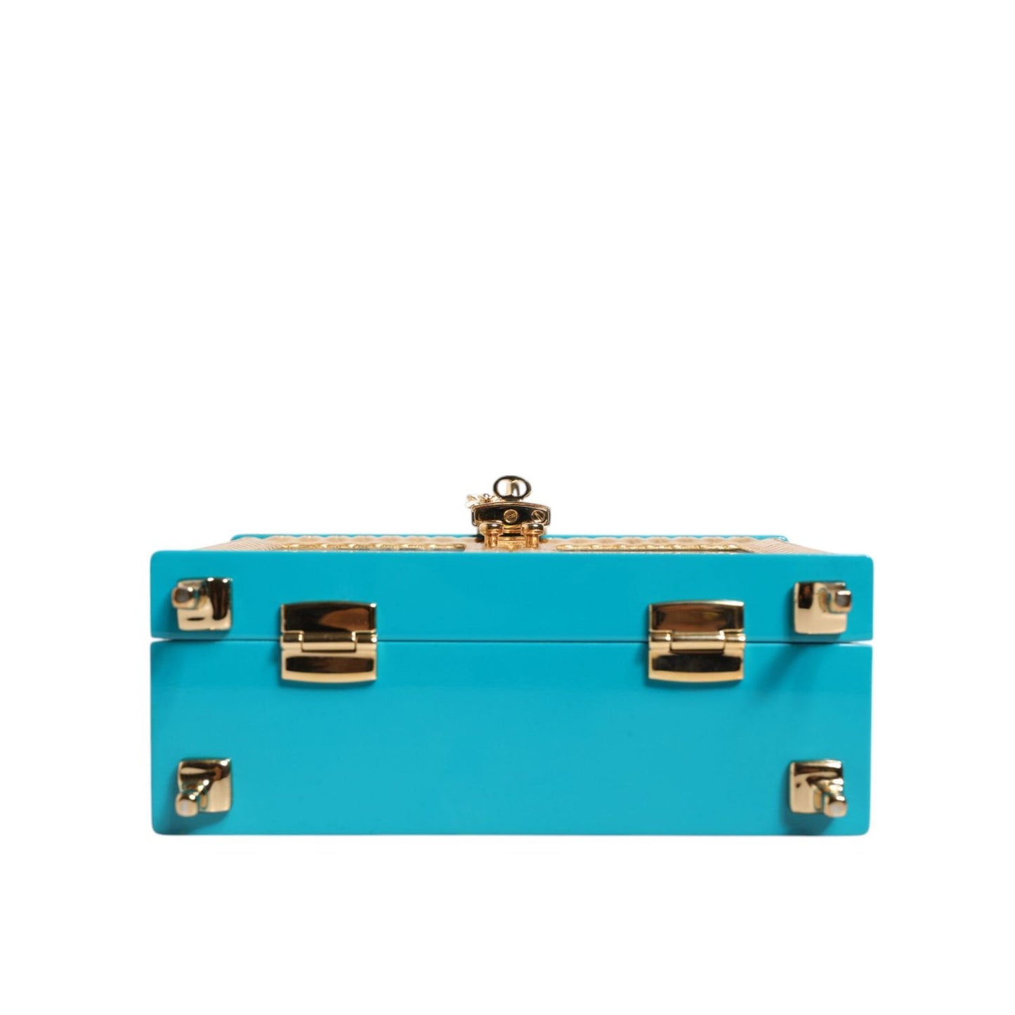 Dolce & Gabbana Turquoise Gold Acrylic Leather Miss Dolce Top Handle Bag