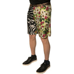 Dolce & Gabbana Multicolor Patchwork Silk Men Chino Shorts PAN75654-48