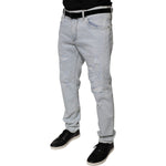 Dolce & Gabbana Light Blue Cotton Tattered Skinny Denim Jeans PAN75856-52