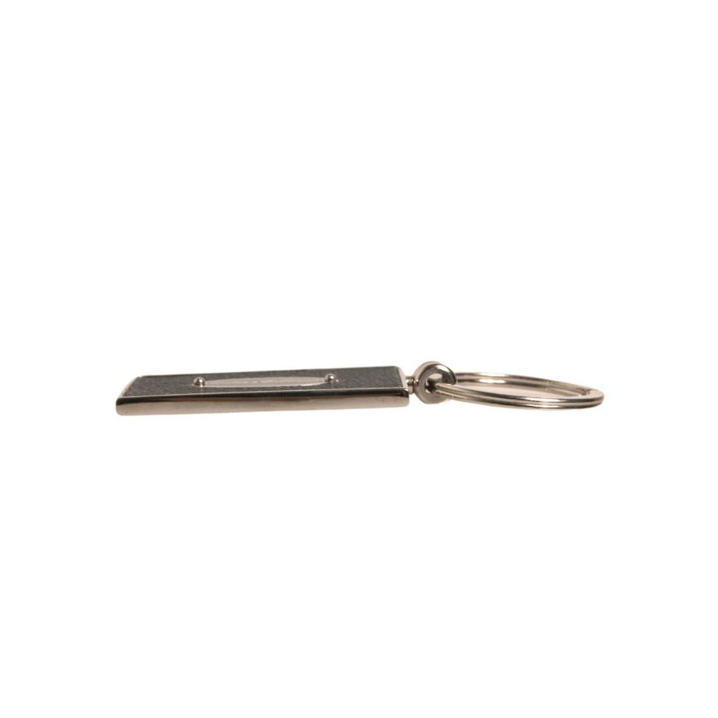 Dolce & Gabbana Black Leather Logo Metal Ring Keychain Keyring