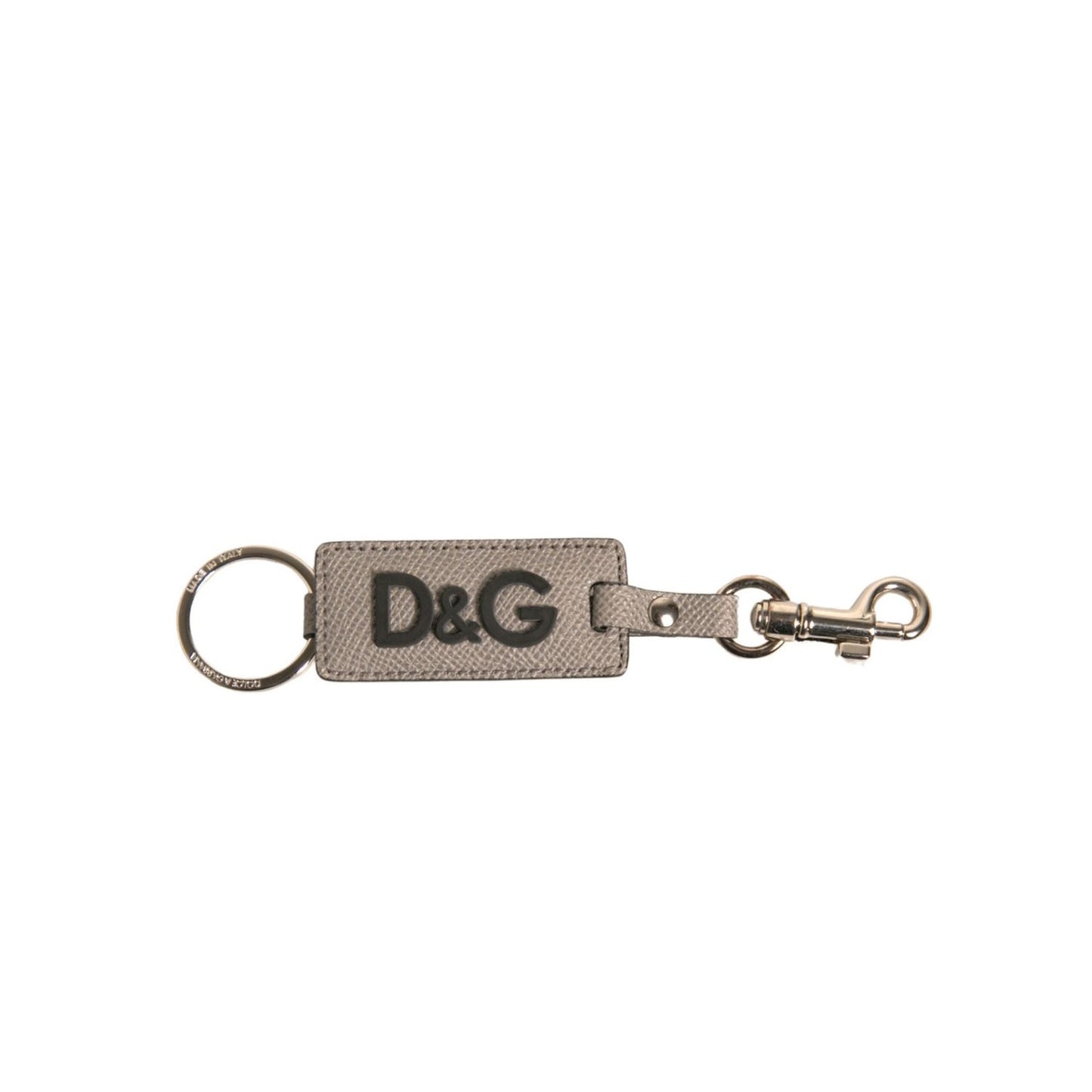 Dolce & Gabbana Beige DG Logo Leather Gold Metal Men Keychain Keyring SMY10613