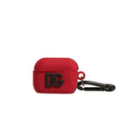 Dolce & Gabbana Red Silicone Rubber Logo Embossed Airpods Case SMY10598