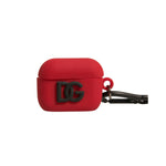 Dolce & Gabbana Red Silicone Rubber Logo Embossed Airpods Case SMY10598