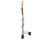 Dolce & Gabbana Silver Brass Chain Beaded Logo Plaque Keychain Keyring SMY10575