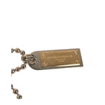 Dolce & Gabbana Silver Brass Chain Beaded Logo Plaque Keychain Keyring SMY10578