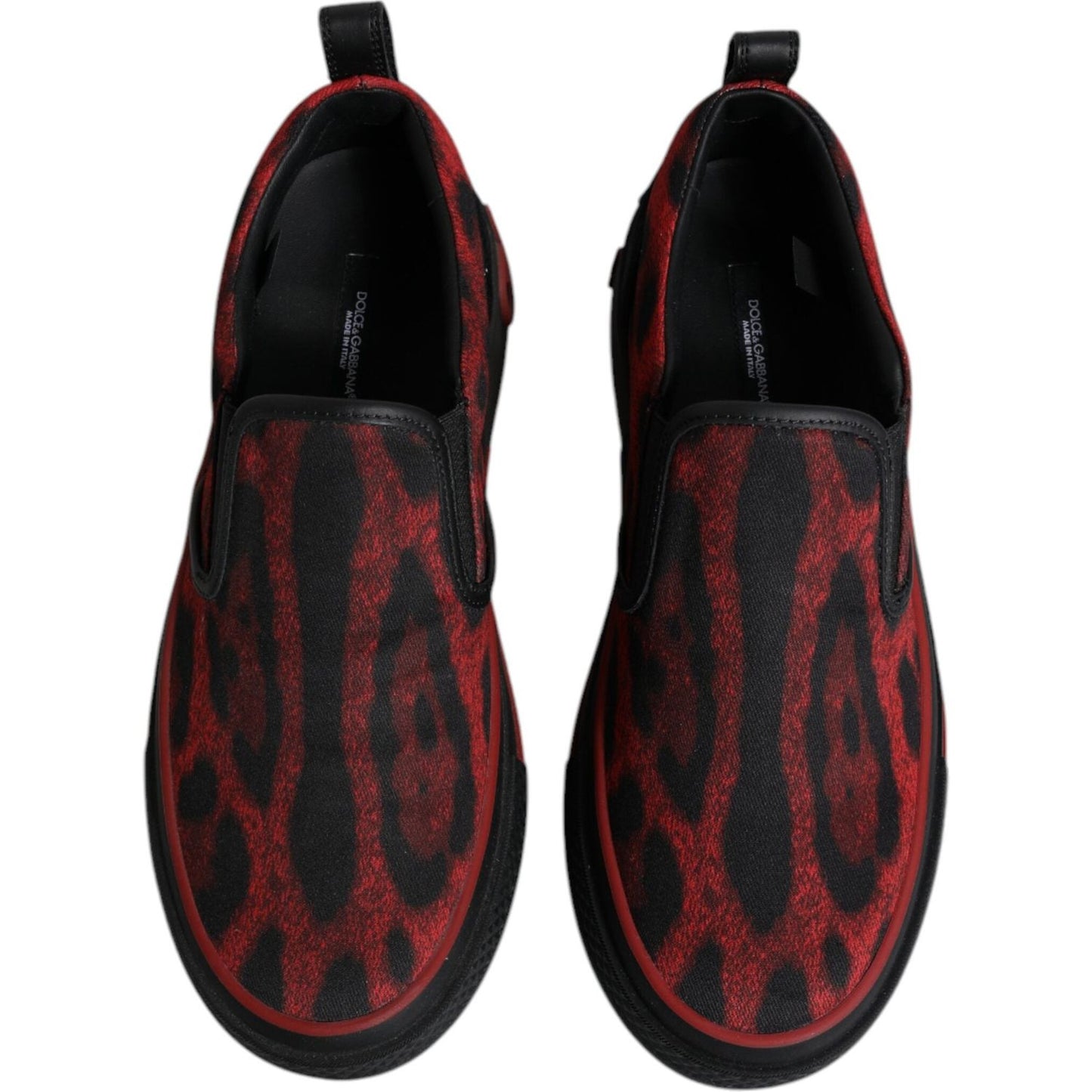 Dolce & Gabbana Red Black Leopard Cotton Men Low Top Sneakers Shoes MV6796#2-39