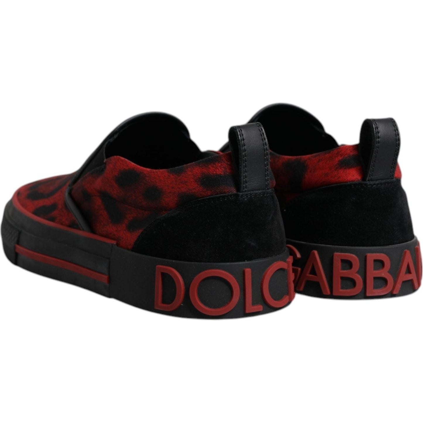 Dolce & Gabbana Red Black Leopard Cotton Men Low Top Sneakers Shoes MV6796#2-39