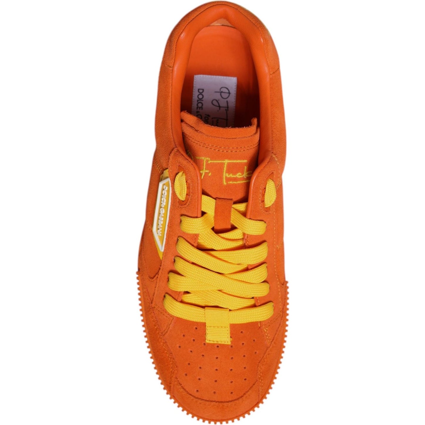 Dolce & Gabbana Orange Miami Leather Low Top Sneakers Shoes