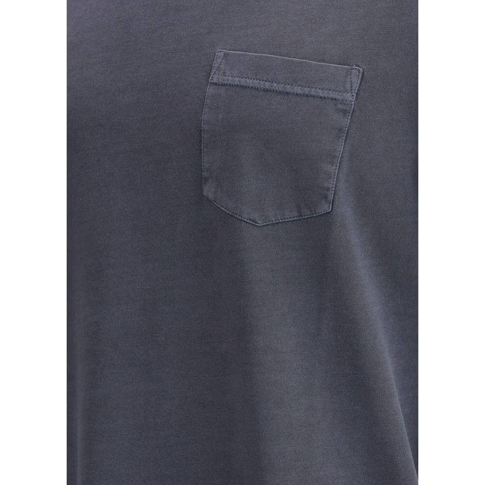 Close-up of Parajumpers Basic T-shirt showing ribbed crew neck and stylish patch pocket in dark color, ideal for casual wear.