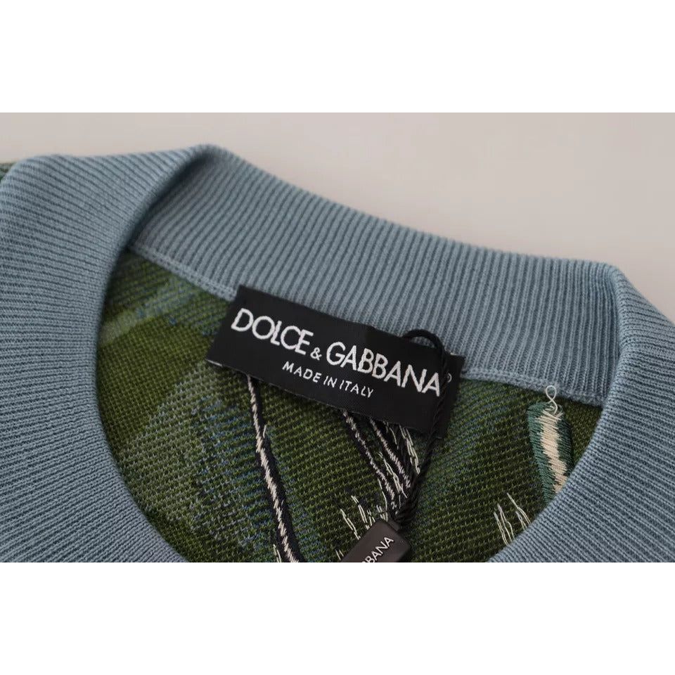 Dolce & Gabbana Jungle Wool Silk Pullover Logo Sweater TSH83580-44