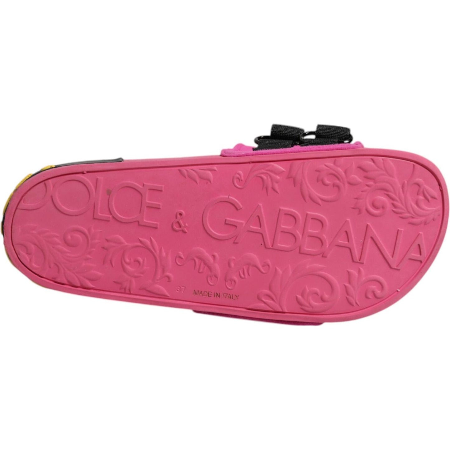 Dolce & Gabbana Fuchsia Neoprene Slides Flats Beachwear Shoes LA12347-37