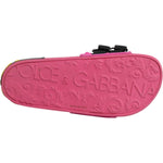 Dolce & Gabbana Fuchsia Neoprene Slides Flats Beachwear Shoes LA12347-37