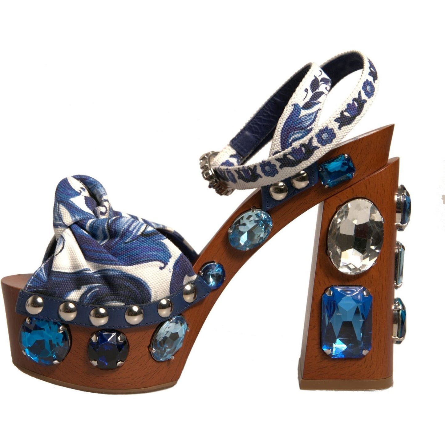 Dolce & Gabbana Multicolor Majolica Embellished Wedge Sandals Shoes LA12365-36