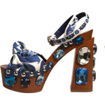 Dolce & Gabbana Multicolor Majolica Embellished Wedge Sandals Shoes LA12365-36