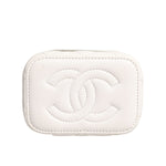 Chanel White Matelasse Lambskin Gold Chain Shoulder Vanity Mirror CHA211