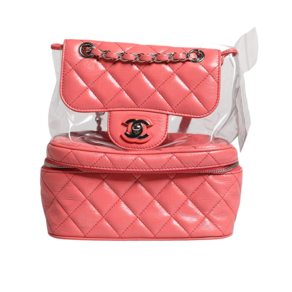 Chanel Pink Vinyl Leather Backpack Purse Bag CHA56