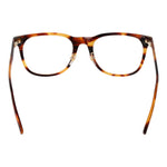 Ermenegildo Zegna Brown Men Glasses Frame in acetate with full-rim rectangle style, demo lenses, and branded case included.