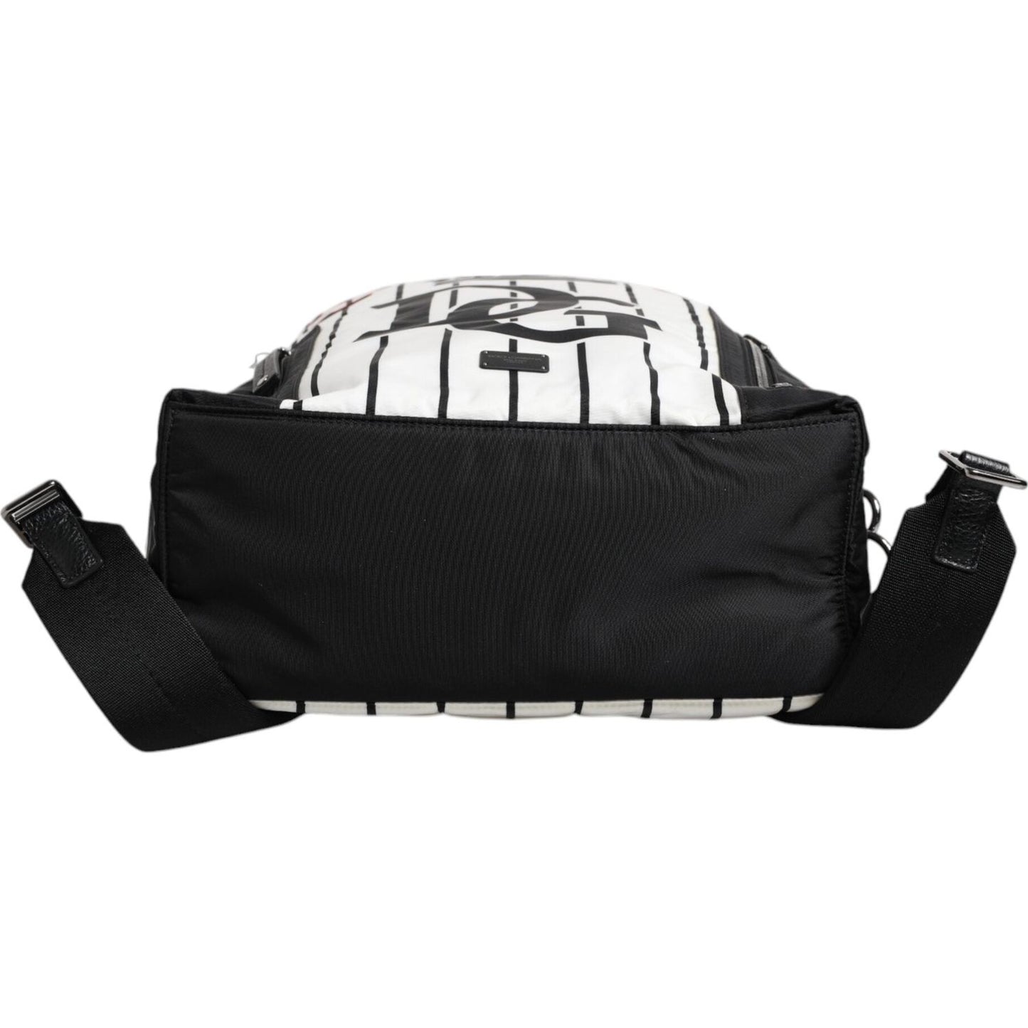 Dolce & Gabbana Black White Vulcano Royal King Print Men Backpack Bag