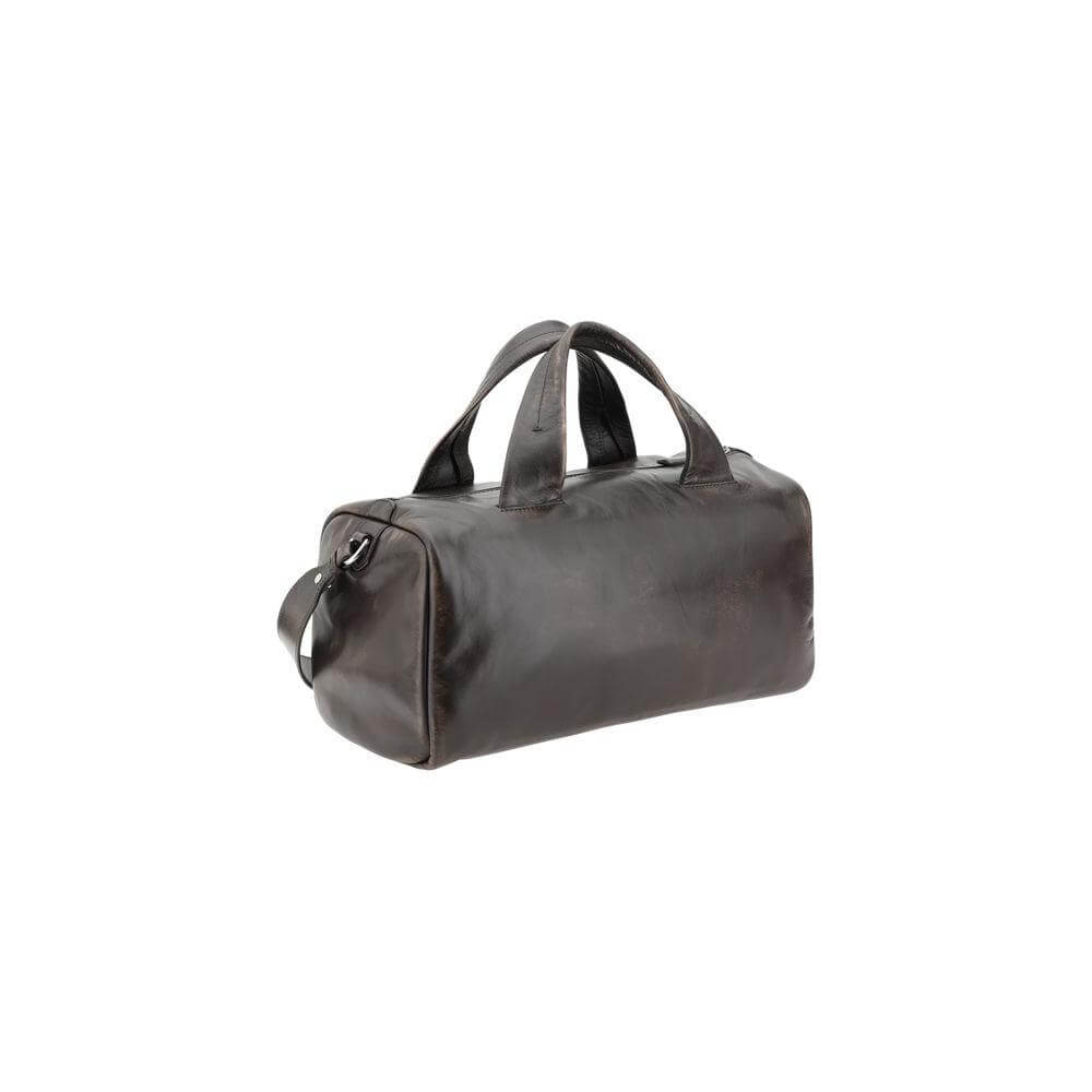 Prada Leather Men's Travel Bag with top zip, flat handles, and shoulder strap, featuring iconic monogram for a luxury travel experience.