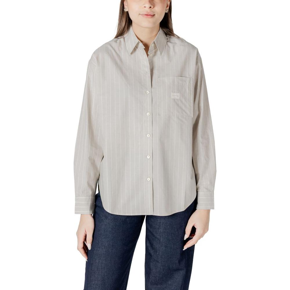 Calvin Klein Jeans Beige Cotton Shirt Calvin Klein Jeans Gray