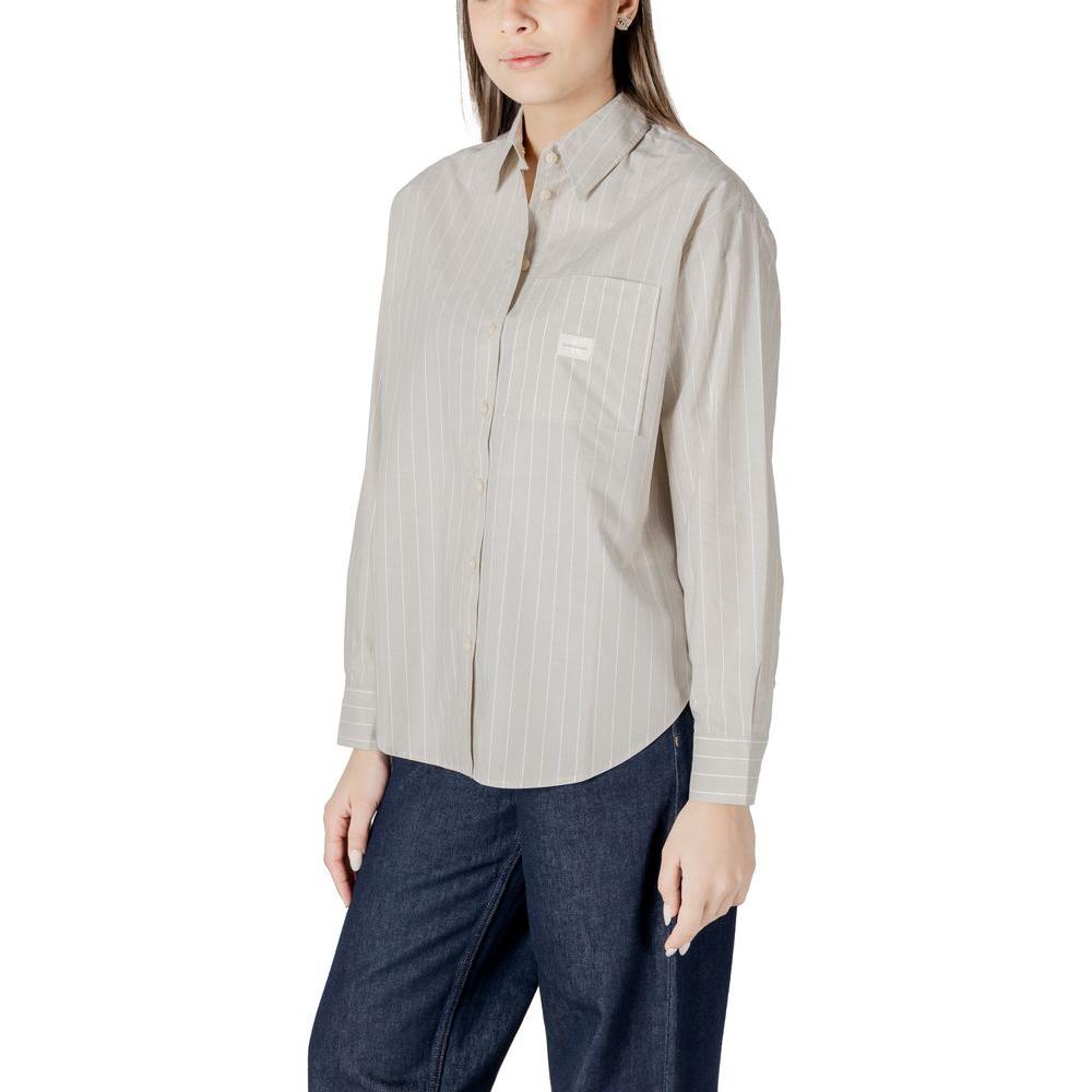 Calvin Klein Jeans Beige Cotton Shirt Calvin Klein Jeans Gray