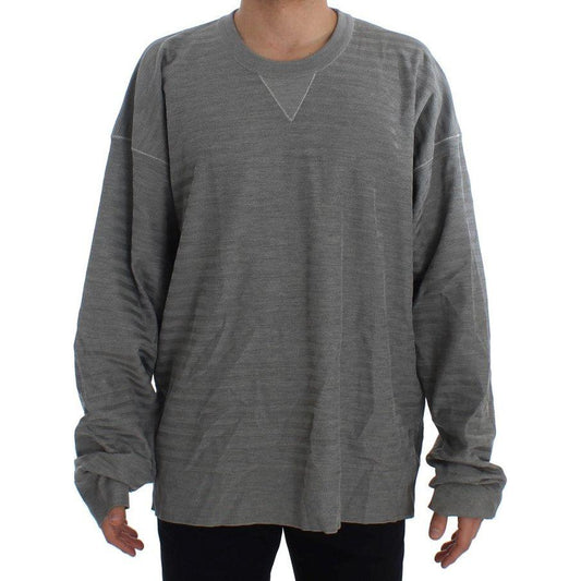 Dolce & Gabbana Gray Crewneck Pullover Silk Sweater