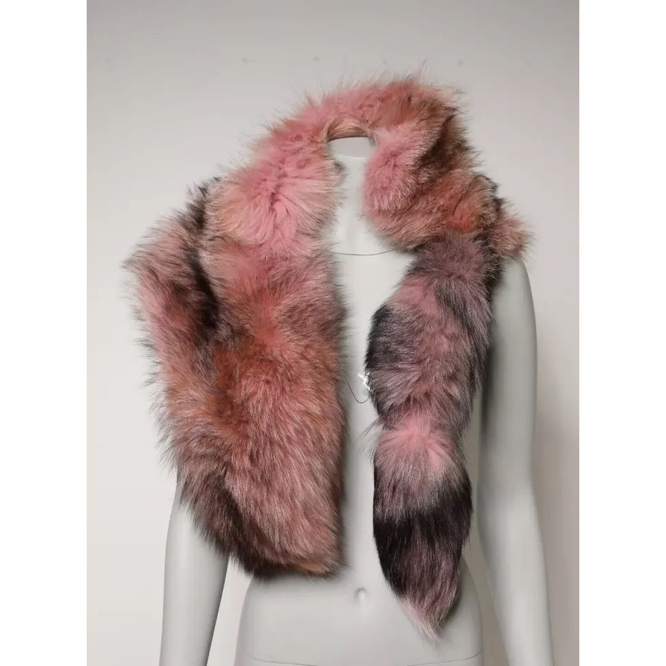 Dolce & Gabbana Pink Frost Fox Fur Neck Warmer Winter Scarf