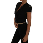 Dolce & Gabbana Chic Black Cropped Blazer Coat Coats & Jackets Dolce & Gabbana Black