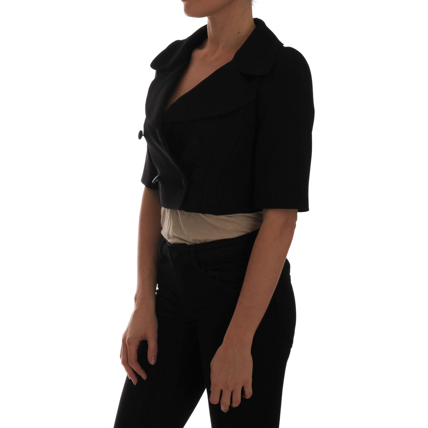 Dolce & Gabbana Black Short Croped Jacket Blazer Coats & Jackets