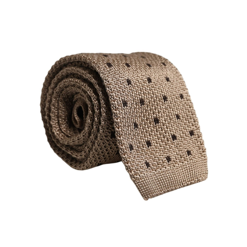 Dolce & Gabbana Beige Polka Dot Silk Adjustable Necktie Tie KRA3471