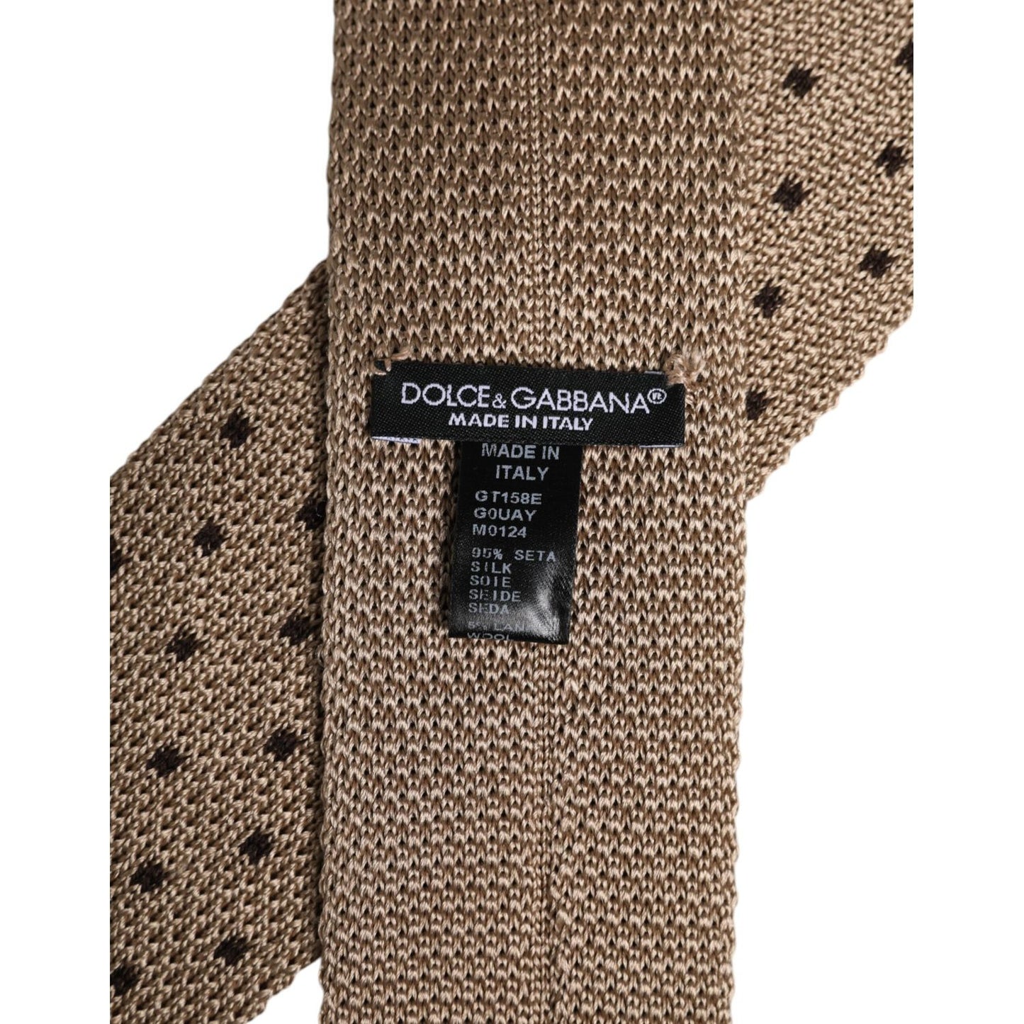 Dolce & Gabbana Beige Polka Dot Silk Adjustable Necktie Tie KRA3471