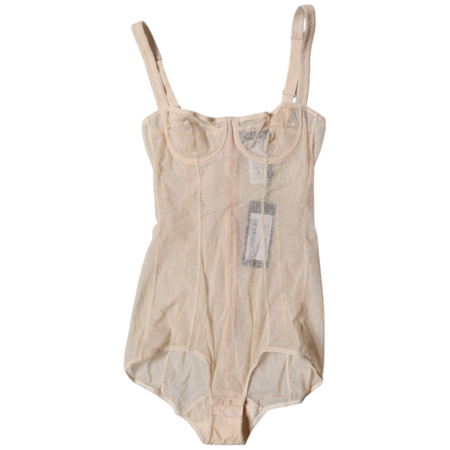 Dolce & Gabbana Beige Tulle Balconette Bra Bodysuit Underwear BIK1955-2