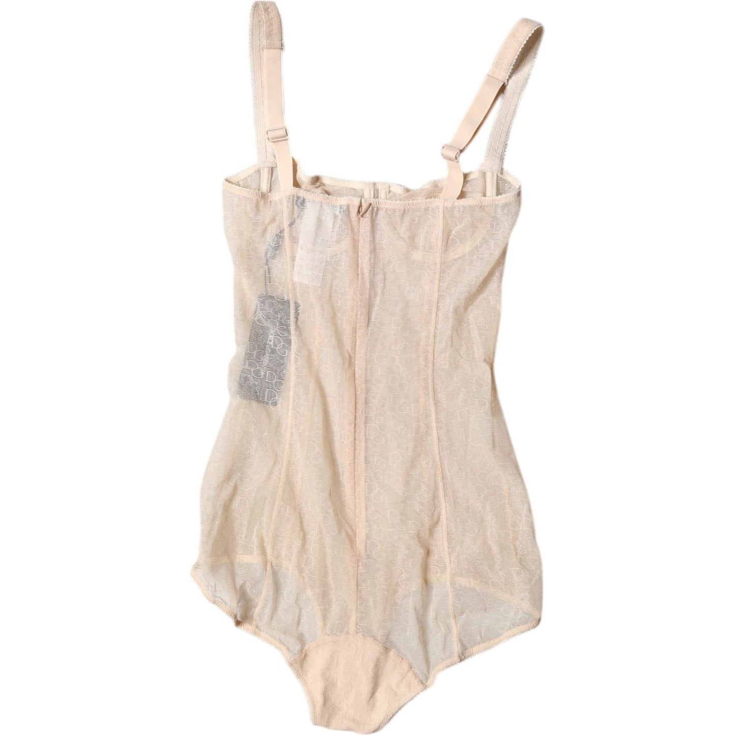 Dolce & Gabbana Beige Tulle Balconette Bra Bodysuit Underwear BIK1955-2