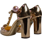 Dolce & Gabbana Gold Embellished Vally Heels Sandals Shoes