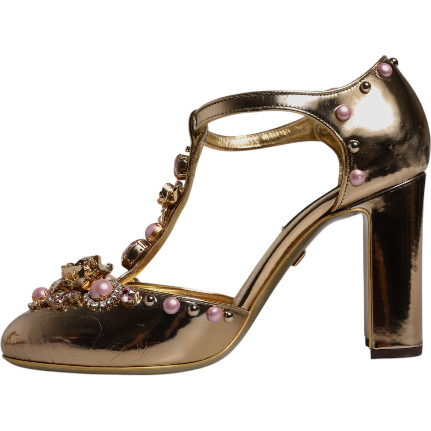 Dolce & Gabbana Gold Embellished Vally Heels Sandals Shoes