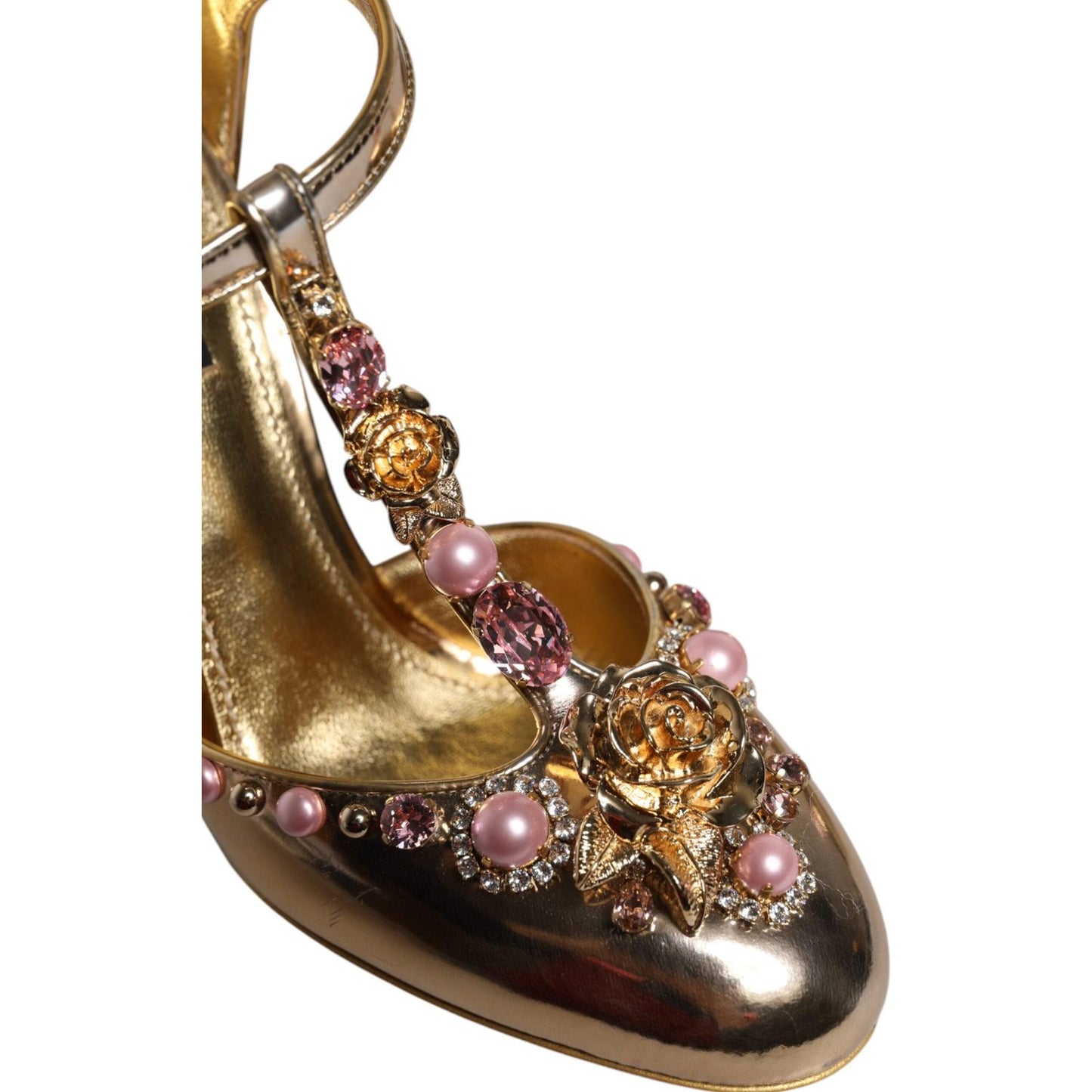 Dolce & Gabbana Gold Embellished Vally Heels Sandals Shoes