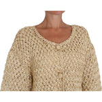 Dolce & Gabbana Beige Cardigan Crochet Knitted Raffia Sweater TSH2721-40