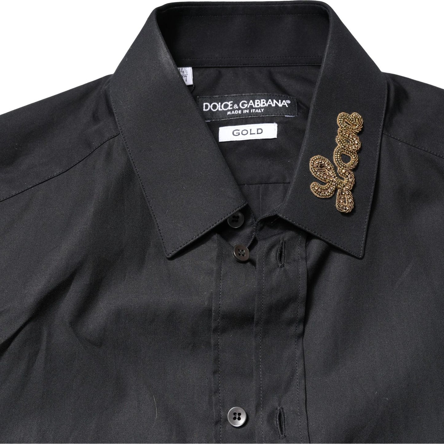 Dolce & Gabbana Black Love Embroidery GOLD Formal Dress Shirt