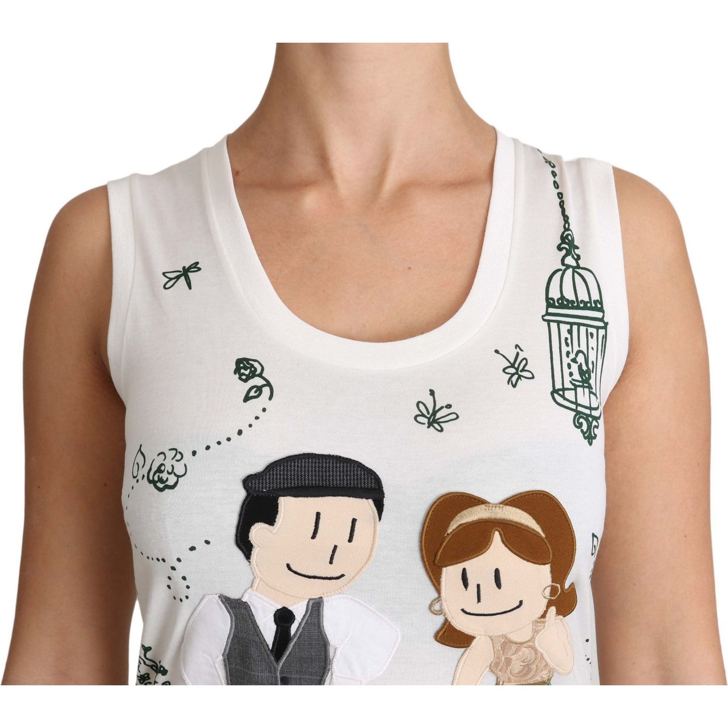 Dolce & Gabbana White Cotton #dgfamily Sleeveless Shirt Tank Top TSH3162-38