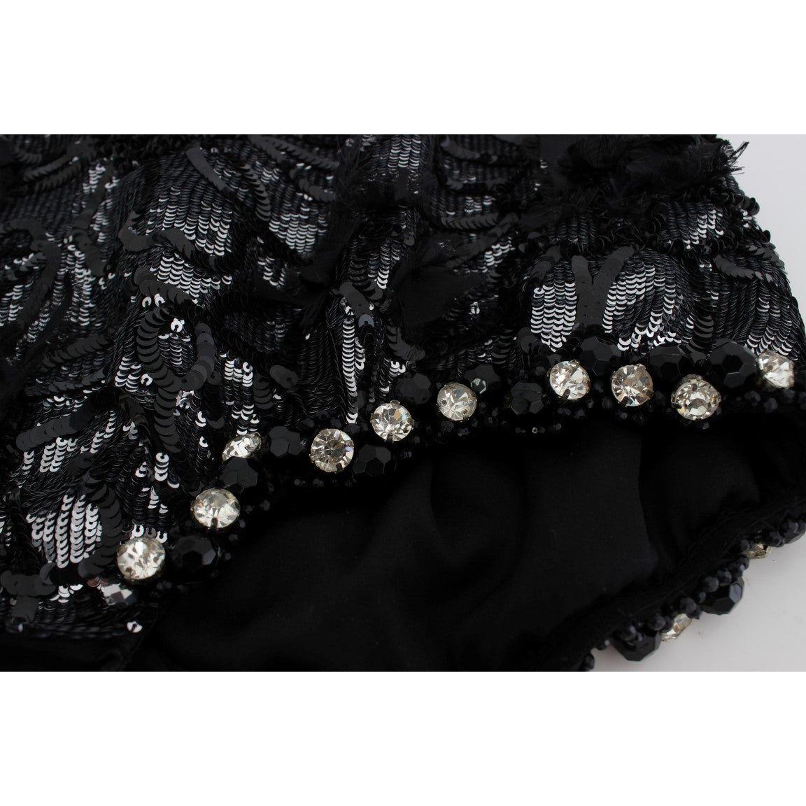 Dolce & Gabbana Sequined High Waist Designer Mini Shorts Dolce & Gabbana Black