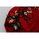 Dolce & Gabbana Red Silk Crystal Roses Shorts SIG20115-1