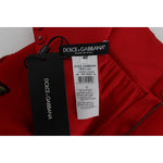 Dolce & Gabbana Red Silk Crystal Roses Shorts SIG20115-1