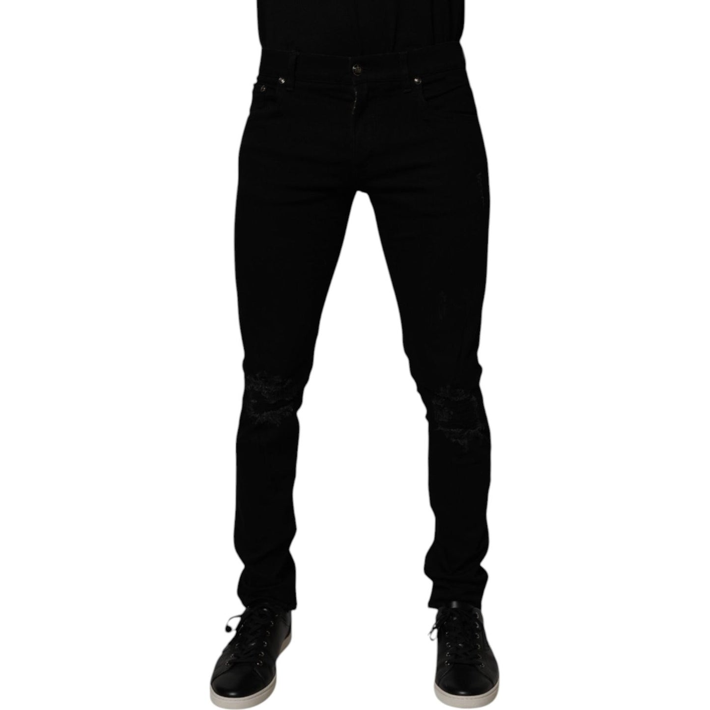 Dolce & Gabbana Black Cotton Stretch Skinny Men Denim Jeans PAN75255-46