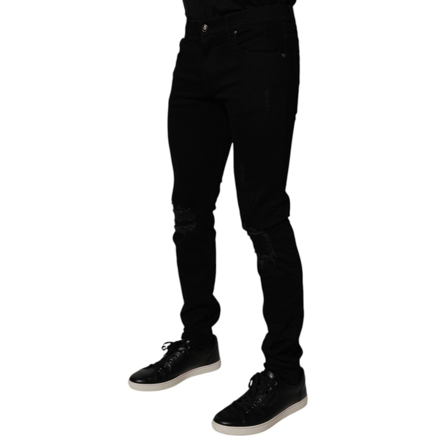 Dolce & Gabbana Black Cotton Stretch Skinny Men Denim Jeans PAN75255-46