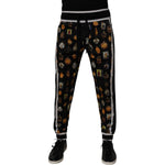 Dolce & Gabbana Black Religious Print Silk Men Jogger Pants PAN75268-46