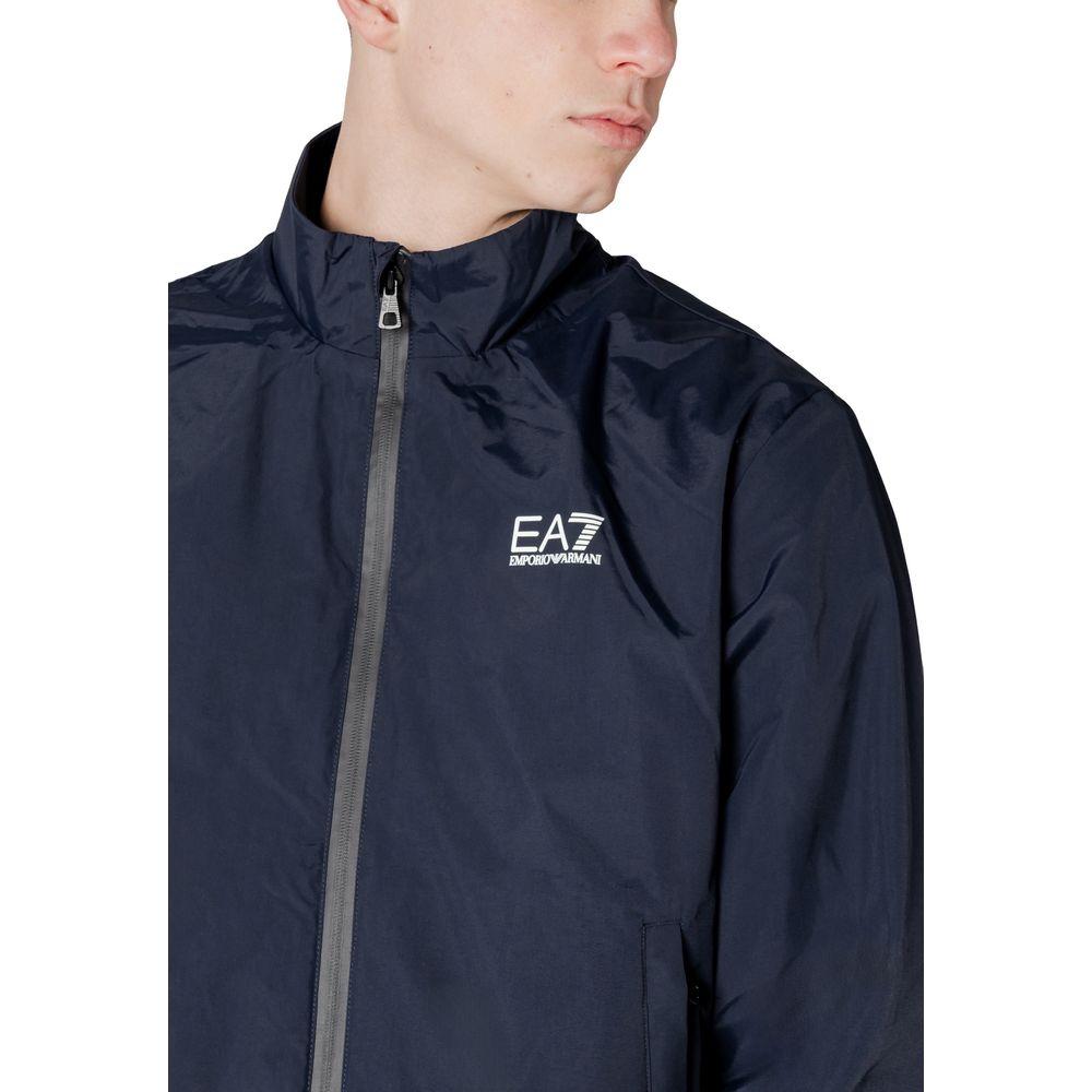 EA7 Emporio Armani Blue Polyamide Jacket for men, combining style and functionality with lightweight and durable design for casual events.